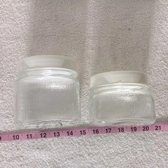 Vintage Glass Canister  Set With Borgonovo Italy Plastic Lids - Picture 11 of 11